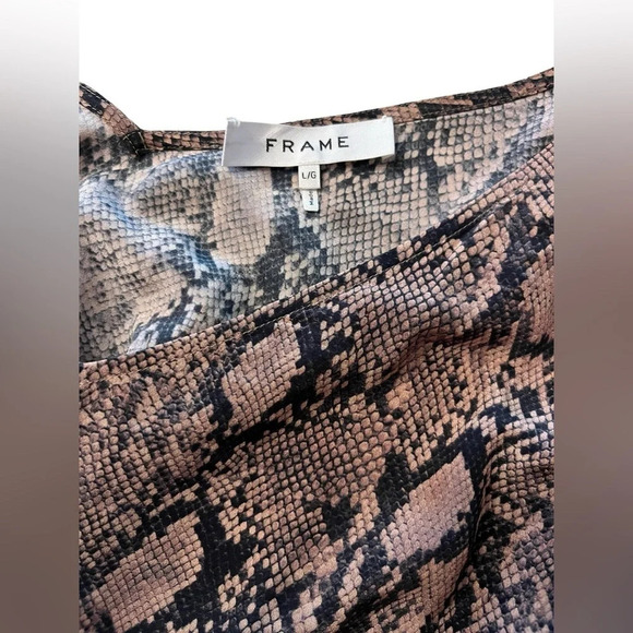 Frame Silk Python Print Sleeveless Classic Cami Top, Chocolate Sz L - Picture 4 of 9